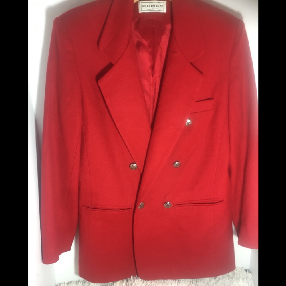 Red Blazer Double Breasted Wool - image 2